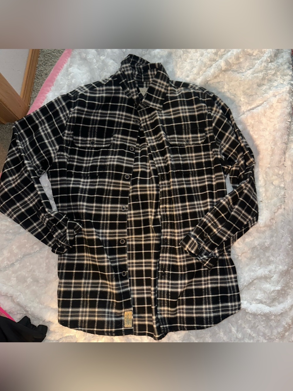 Jachs Black and White Plaid Button-Down Shirt
